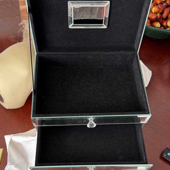 Reflective Jewelry Box with Crystal Handles - Picture 5 of 11